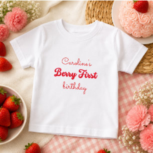 Berry Sweet Strawberry 1st Birthday Party Baby T-Shirt