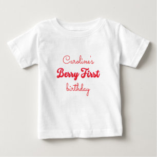 Berry Sweet Strawberry 1st Birthday Party Baby T-Shirt