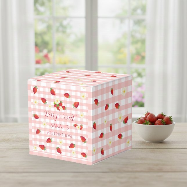 Berry Sweet Strawberry 1st Birthday Party Gift  Favour Box (Berry Sweet Strawberry 1st Birthday Party Gift Favor Boxes)