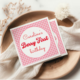 Berry Sweet Strawberry 1st Birthday Party Napkin