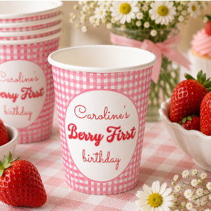 Berry Sweet Strawberry 1st Birthday Party Paper Cups