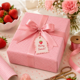 Berry Sweet Strawberry 1st Birthday Party Wrapping Paper