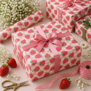 Berry Sweet Strawberry 1st Birthday Party Wrapping Paper