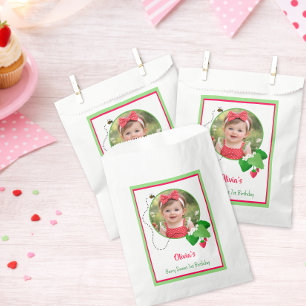 Berry Sweet Strawberry 1st Birthday Photo Favour Bag
