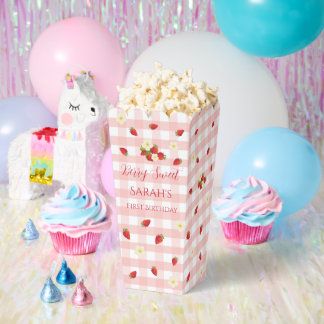 Berry Sweet Strawberry 1st Birthday Popcorn  Favour Box