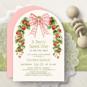 Berry Sweet Strawberry Arch Baby Shower Invitation