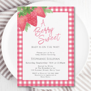 Berry Sweet Strawberry Baby Girl Shower Invitation