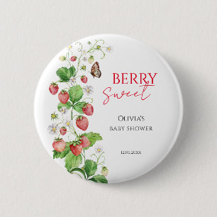 Berry Sweet Strawberry Baby Shower 6 Cm Round Badge