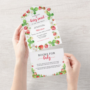 Berry Sweet Strawberry Baby Shower All In One Invitation
