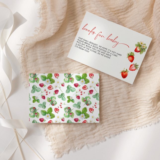 Berry Sweet Strawberry Baby Shower Book Request Enclosure Card (Creator Uploaded)