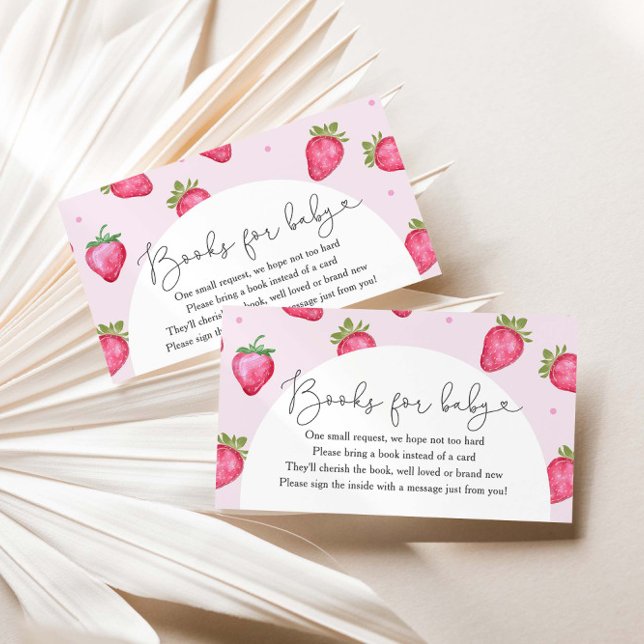 Berry Sweet Strawberry Baby Shower Books For Baby Enclosure Card (Creator Uploaded)