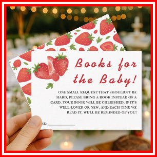 Berry Sweet Strawberry Baby Shower Books for Baby Enclosure Card