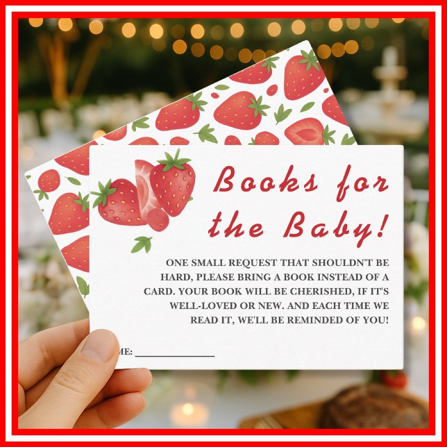 Berry Sweet Strawberry Baby Shower Books for Baby Enclosure Card (Creator Uploaded)