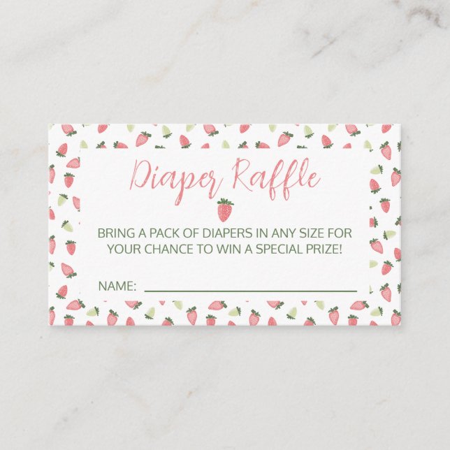 Berry Sweet Strawberry Baby Shower Diaper Raffle Enclosure Card (Front)