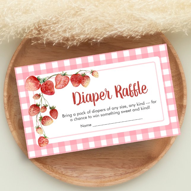 Berry Sweet Strawberry Baby Shower Diaper Raffle Enclosure Card (Strawberry Baby Shower Diaper Raffle)