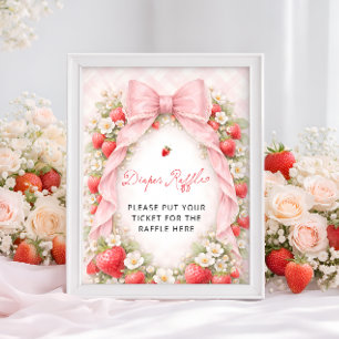 Berry Sweet Strawberry Baby Shower Diaper Raffle Poster