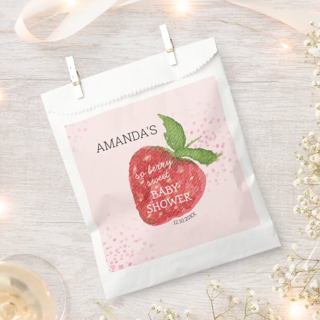 Berry Sweet Strawberry Baby Shower  Favour Bag (Clipped)