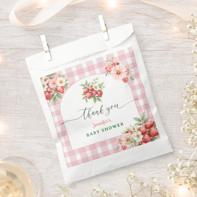 Berry Sweet Strawberry Baby Shower Favour Bag (Clipped)