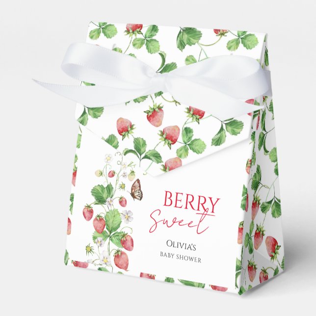 Berry Sweet Strawberry Baby Shower Favour Box (Front Side)