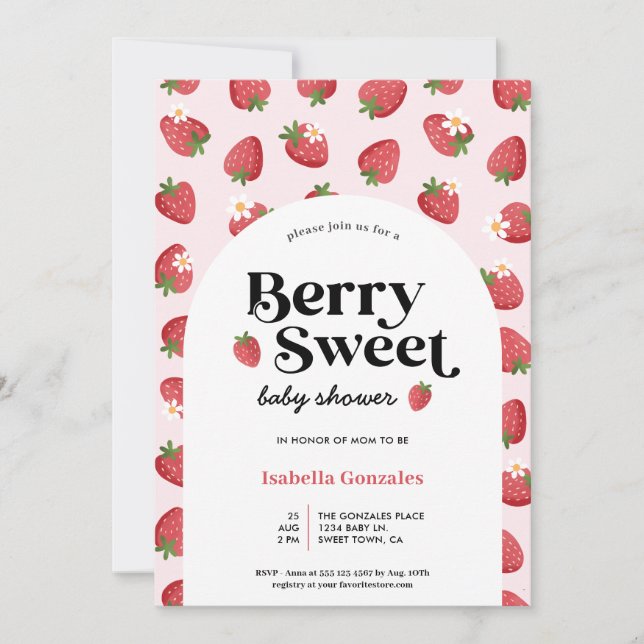 Berry Sweet Strawberry Baby Shower Invitation (Front)