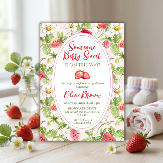 Berry Sweet Strawberry Baby Shower Invitation