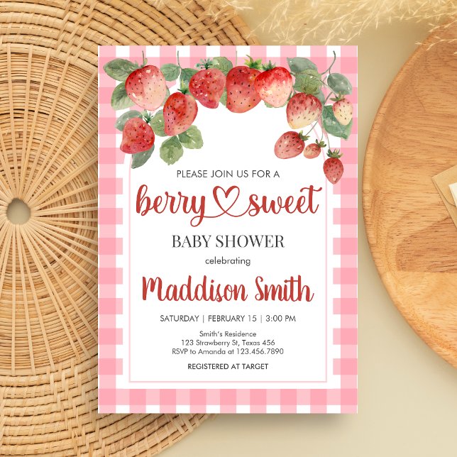 Berry Sweet Strawberry Baby Shower Invitation (Strawberry Baby Shower Invitation)