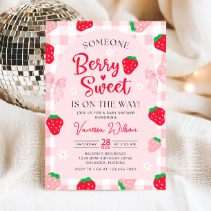 Berry Sweet Strawberry Baby Shower Invitation