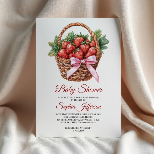 Berry Sweet Strawberry Baby Shower Invitation (Creator Uploaded)