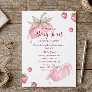 Berry Sweet Strawberry Baby Shower Invitation