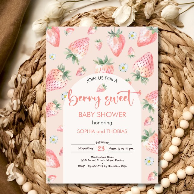 Berry sweet strawberry baby shower invitation (Creator Uploaded)