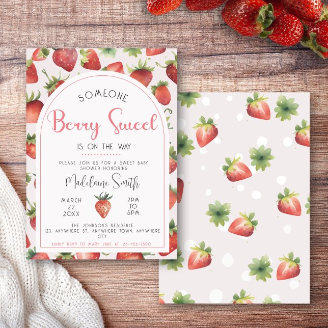 Berry Sweet Strawberry Baby Shower Invitation (Creator Uploaded)