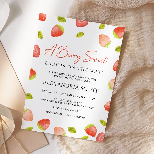 Berry Sweet Strawberry Baby Shower Invitation (Creator Uploaded)
