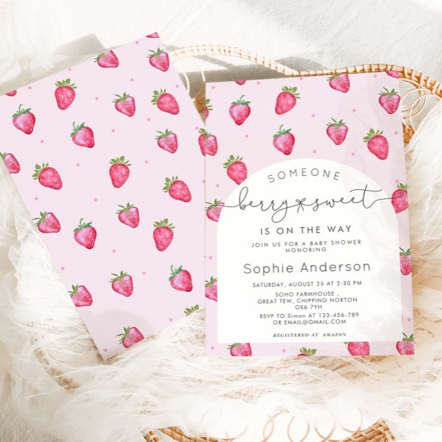 Berry Sweet Strawberry Baby Shower  Invitation (Creator Uploaded)