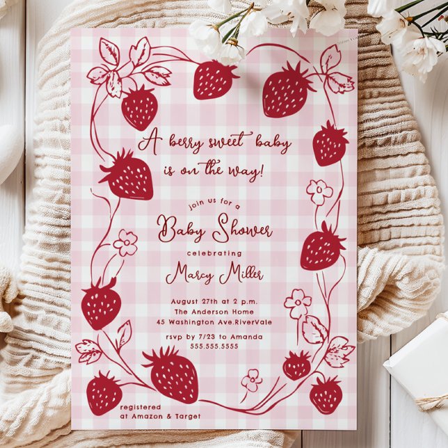 Berry Sweet Strawberry Baby Shower Invitation (Creator Uploaded)
