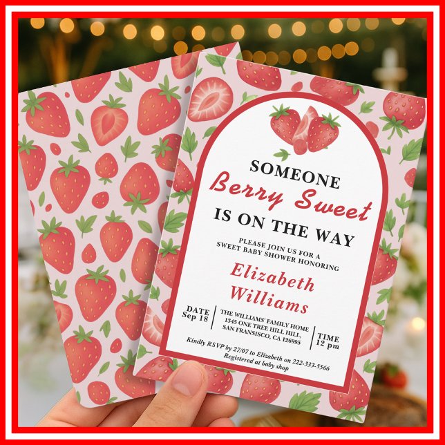 Berry Sweet Strawberry Baby Shower Invitation (Creator Uploaded)