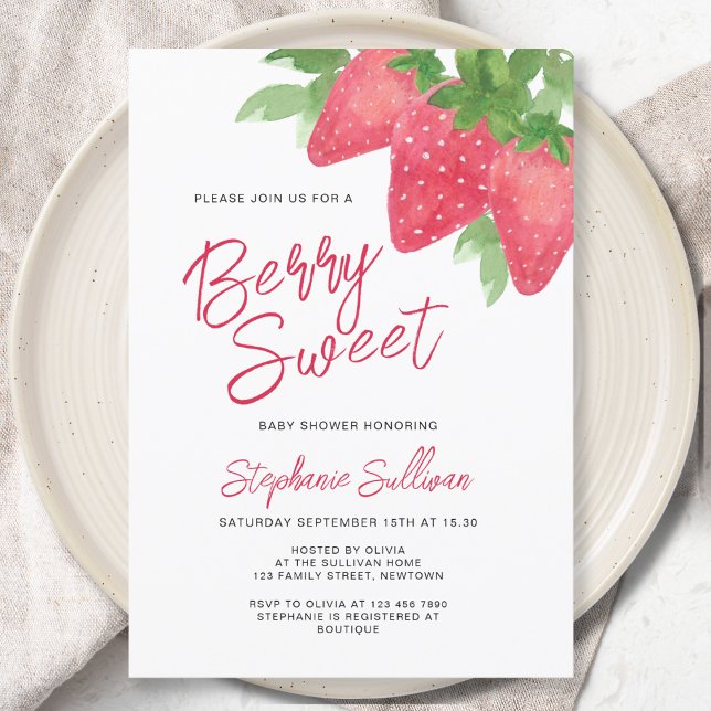 Berry Sweet Strawberry Baby Shower Invitation (Creator Uploaded)