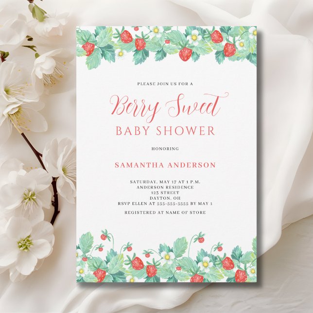 Berry Sweet Strawberry Baby Shower Invitation (Creator Uploaded)