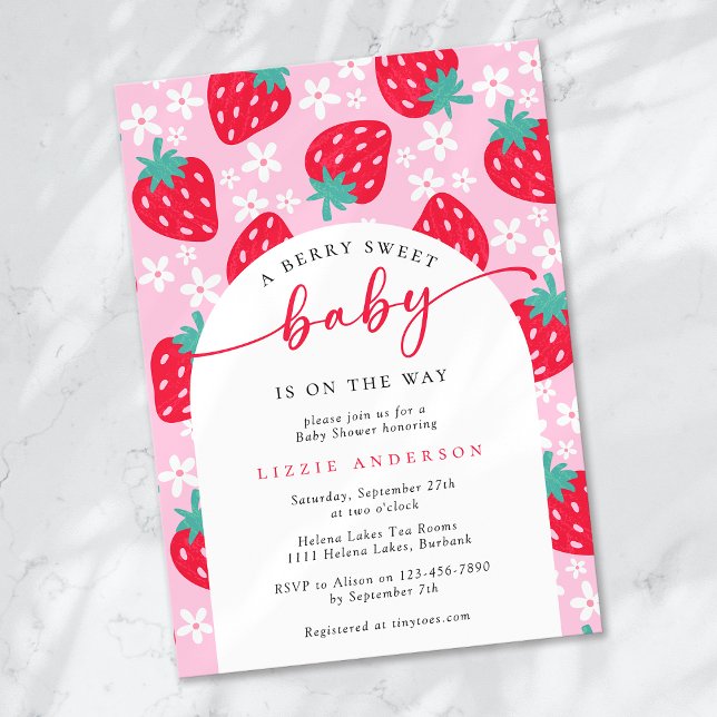 Berry Sweet Strawberry Baby Shower Invitation (Creator Uploaded)