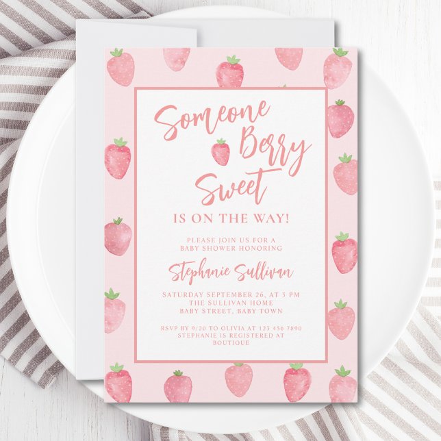 Berry Sweet Strawberry Baby Shower Invitation (Creator Uploaded)