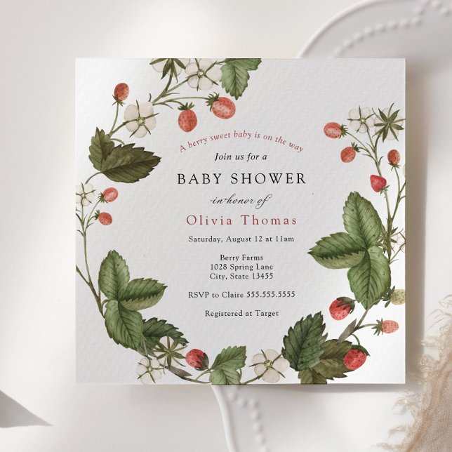 Berry Sweet Strawberry Baby Shower Invitation (Creator Uploaded)