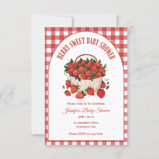 Berry Sweet Strawberry Baby Shower Invitation
