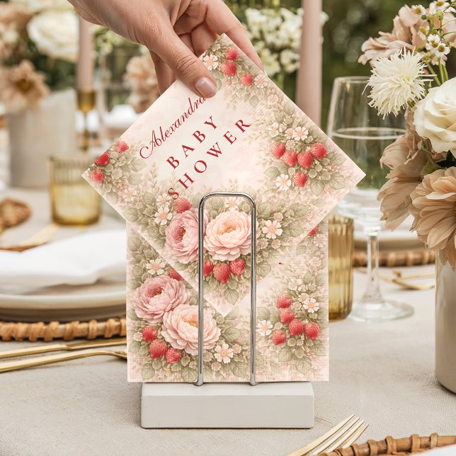 Berry Sweet Strawberry Baby Shower Napkin (Creator Uploaded)