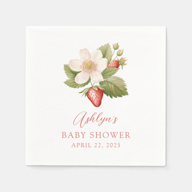 Berry Sweet Strawberry Baby Shower Napkin (Front)