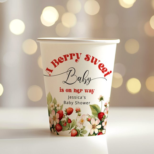 Berry sweet Strawberry baby shower Paper Cups (Creator Uploaded)