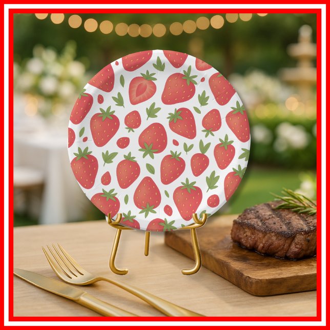 Berry Sweet Strawberry Baby Shower Paper Plate (Creator Uploaded)