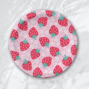 Berry Sweet Strawberry Baby Shower Paper Plate