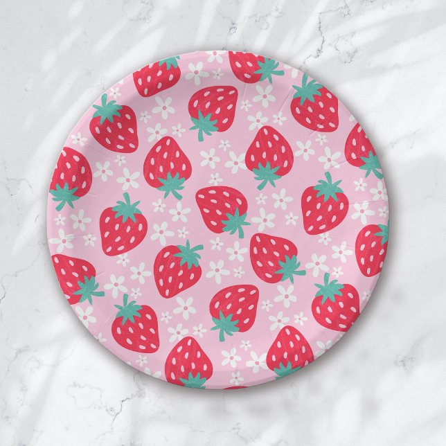 Berry Sweet Strawberry Baby Shower  Paper Plate (Creator Uploaded)