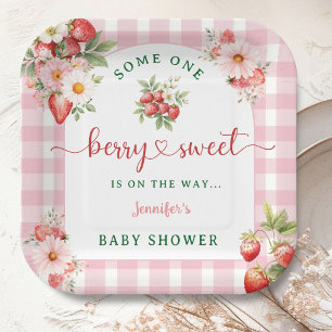 Berry Sweet Strawberry Baby Shower Paper Plate