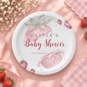 Berry Sweet Strawberry Baby Shower Paper Plates
