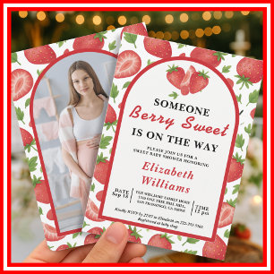 Berry Sweet Strawberry Baby Shower   PHOTO Invitation